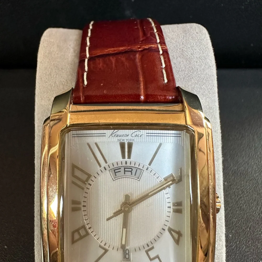 Kenneth Cole Gold Watch with Burgundy Strap - Picture 3 of 7